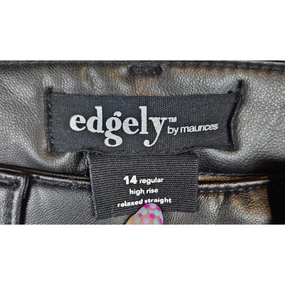 Edgely By Maurices Faux Leather Wide Leg Cargo Pants Sz 14 Goth Punk Glampunk D6 - Picture 3 of 5